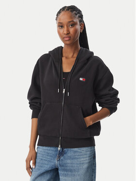Tommy Jeans Tommy Jeans Džemperis ar kapuci Badge DW0DW23529 Melns Regular Fit