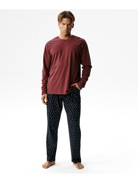 Atlantic Atlantic Piżama Long Peach Effect Bordowy Regular Fit