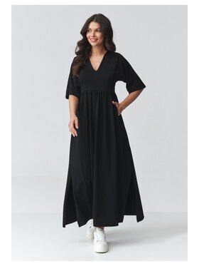 Makadamia Makadamia Sukienka codzienna M933 Czarny Loose Fit