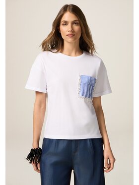 Oltre Oltre T-Shirt G048J004268N011 Biały Boxy Fit