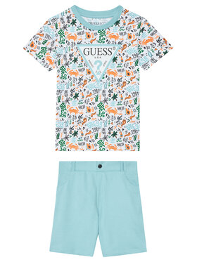 Guess Guess Komplet t-shirt i szorty sportowe N6GG00 K8HM4 Niebieski Regular Fit