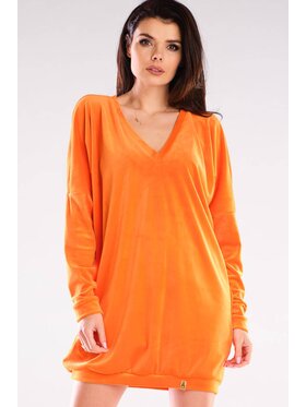 Awama Awama Sukienka dzianinowa A415 Pomarańczowy Basic Fit