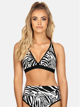 Miss Lou Miss Lou Bikini pezzo sopra Vicky Animal Print G-ML041 Nero