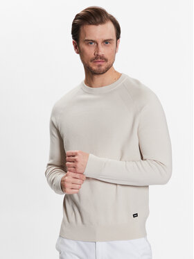 Calvin Klein Calvin Klein Sweter Structure Cn Sweater K10K111012 Beżowy Regular Fit