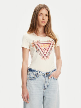 Guess Guess T-krekls W5YI08 J1314 Écru Regular Fit