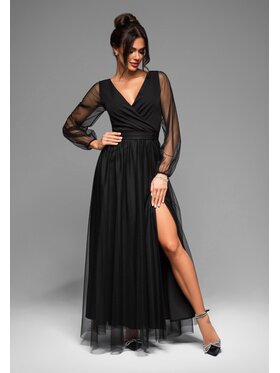 Ombre Ombre Sukienka wieczorowa LA-OM-DLR008 Czarny Regular Fit