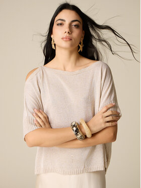 Oltre Oltre Sweter M580E001975N0A2 Kremowy Regular Fit