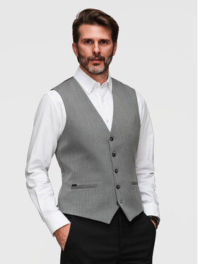Ombre Ombre Kamizelka V65 Szary Slim Fit