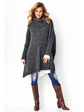 Makadamia Makadamia Ponczo S91 Szary Oversize