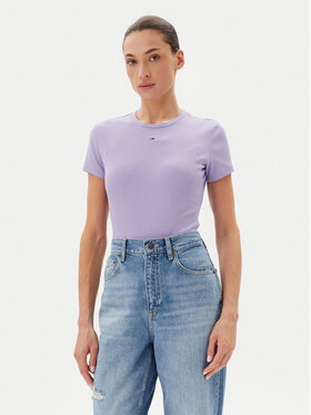 Tommy Jeans Tommy Jeans Marškinėliai Essential DW0DW17383 Violetinė Slim Fit