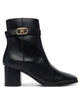 Tommy Hilfiger Tommy Hilfiger Škornji Th Strap Leather Block Heel Boot FW0FW09488 Črna