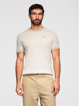 Ombre Ombre T-Shirt OM-TSCT-0265 Beżowy Regular Fit
