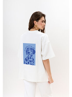 Mirons Mirons T-Shirt Print Biały Oversize