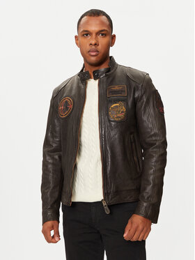 Aeronautica Militare Aeronautica Militare Kožená bunda 242PN954PL147 Hnedá Regular Fit