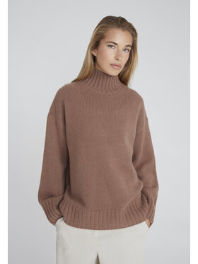 Style Republic Style Republic Golf Sweter o kroju oversize typu boxy, z mieszanki kaszmiru i wełny Brązowy Boxy Fit