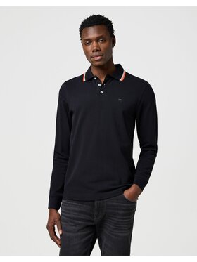 Wrangler Wrangler Longsleeve LS POLO SHIRT Czarny Regular Fit