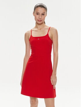 Tommy Jeans Tommy Jeans Rochie de vară Essential DW0DW17988 Roșu Slim Fit