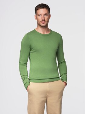 Ombre Ombre Sweter OM-SWBS-0106 Zielony Regular Fit