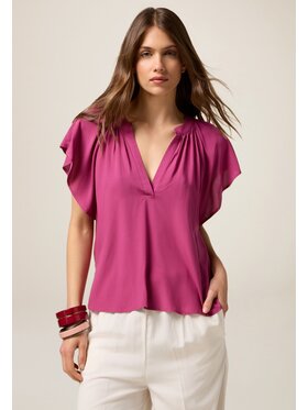 Oltre Oltre Bluzka 2480J000718N019 Bordowy Regular Fit