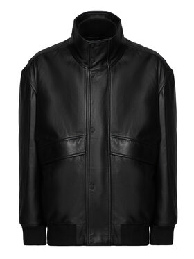 BOSS BOSS Kožená bunda 50566593 Černá Regular Fit