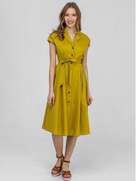 Perso Perso Sukienka letnia RBE265135F Żółty ciemny Regular Fit