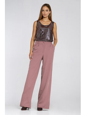 NIFE NIFE Kalhoty z materiálu SD127 Hnědá Wide Leg