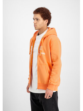 Alpha Industries Alpha Industries Bluza Basic Puff Print Zip Hoodie Pomarańczowy Regular Fit