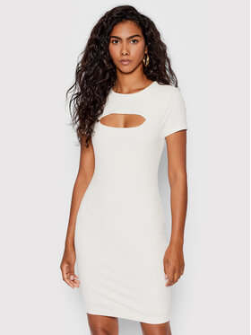 Guess Guess Trikotažinė suknelė Lana WBYK95 KB9E2 Balta Slim Fit