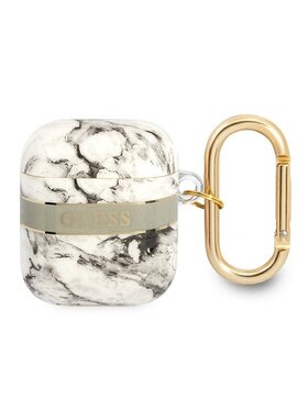 Guess Guess Etui na słuchawki Marble Strap Szary