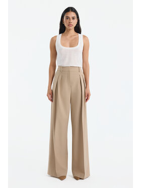 BENU BENU Spodnie garniturowe szerokie Beżowy Modern Relaxed Fit