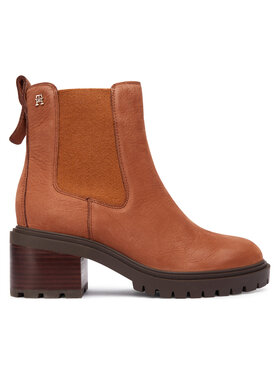 Tommy Hilfiger Tommy Hilfiger Škornji Th Nubuck Chelsea Cleated Heel FW0FW09158 Rjava