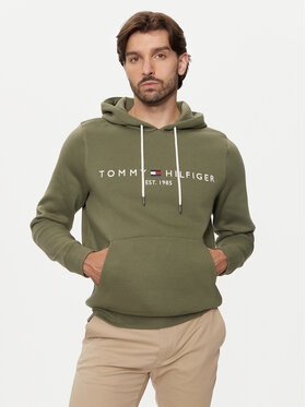 Tommy Hilfiger Tommy Hilfiger Džemperis ar kapuci Logo MW0MW11599 Zaļš Regular Fit