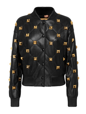 PHILIPP PLEIN PHILIPP PLEIN Kožená bunda 3079 Černá Slim Fit