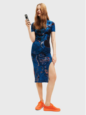 Desigual Desigual Ежедневна рокля Hian 22WWVK01 Тъмносин Slim Fit