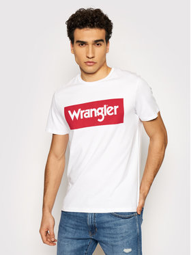 Wrangler Wrangler T-Shirt Logo Tee W742FK989 Biały Regular Fit