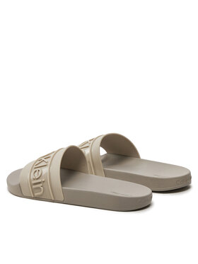 Calvin Klein Natikači Slide Tpu Saffiano HW0HW02107 Écru