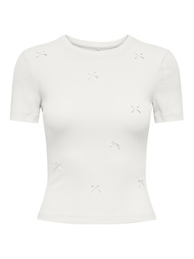 ONLY ONLY Тишърт Femke 15369336 Кремав Slim Fit