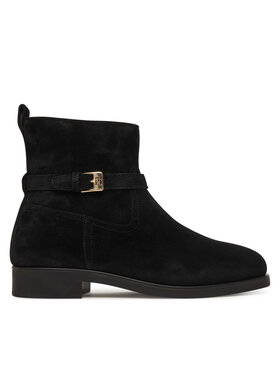 Tommy Hilfiger Tommy Hilfiger Čizme Th Buckle Riding Suede Bootie FW0FW09047 Crna