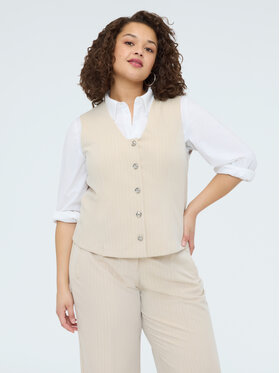 Fiorella Rubino Fiorella Rubino Kamizelka L001T100069N0R2 Kremowy Regular Fit