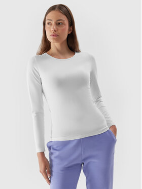 4F 4F Blúzka 4FAW23TLONF167 Biela Slim Fit
