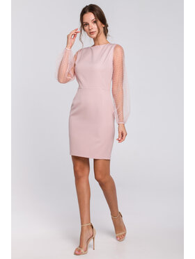 Makover Makover Sukienka wieczorowa K032 Różowy Regular Fit