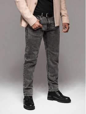 Ombre Ombre Jeansy OM-PADP-0217 Šedá Regular Fit