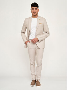 VILLARO VILLARO Marynarka MAR715 Beżowy Slim Fit