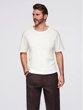 Ombre Ombre T-Shirt OM-TSCT-0197 Écru Regular Fit