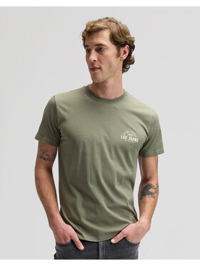 Lee Lee T-Shirt SMALL LOGO TEE Zielony Relaxed Fit