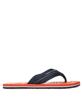 Tommy Hilfiger Tommy Hilfiger Čības uz pirksta Hilfiger Flw Print Beach Sandal FM0FM05507 Tumši zils