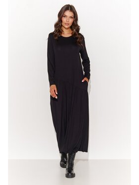 Makadamia Makadamia Sukienka codzienna M915 Czarny Loose Fit
