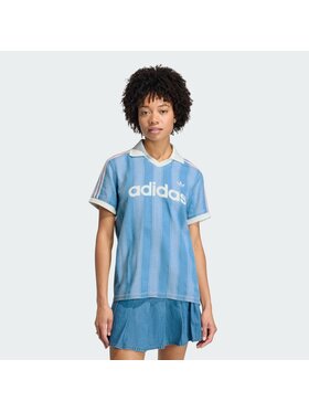 adidas adidas T-Shirt DENIM FOOTBALL Niebieski jasny Loose Fit