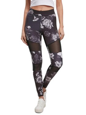 Urban Classics Urban Classics Legginsy Legginsy Sportowe Mesh Urban Classics TB1939 Dark Flower Czarne 5XL Czarny Slim Fit