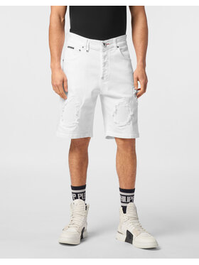 PHILIPP PLEIN PHILIPP PLEIN Pantaloncini di jeans 24333 Bianco Loose Fit